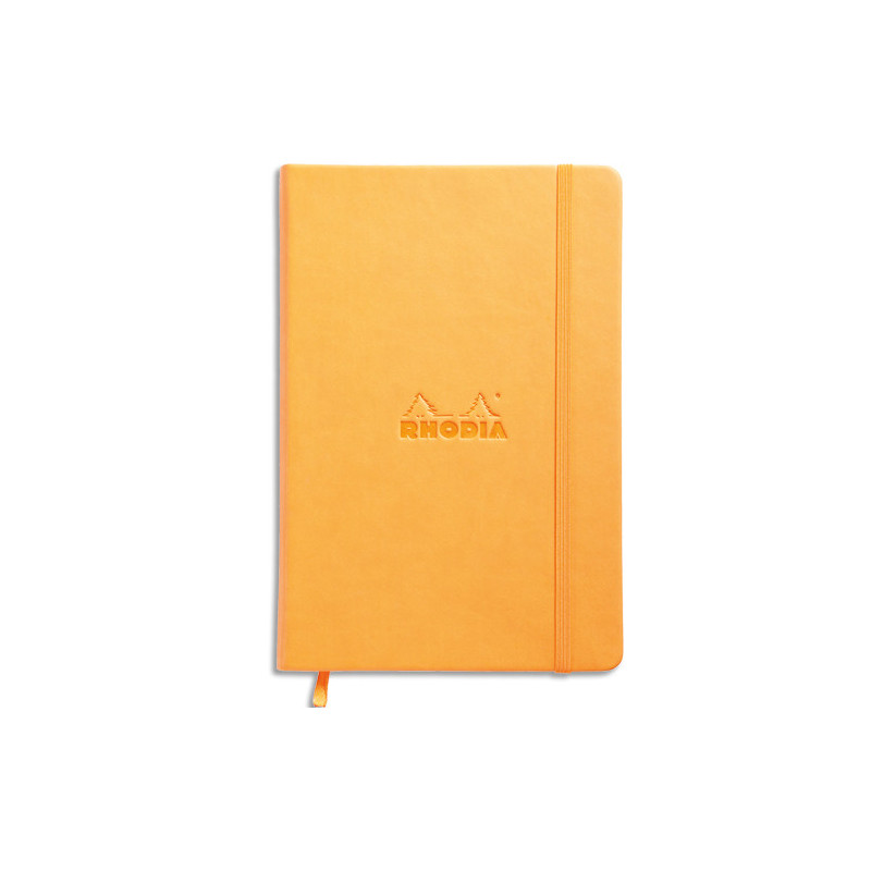 RHODIA Carnet Rhodiarama Webnotebook A5 192 pages lignées. Couverture rembordée et élastique Orange