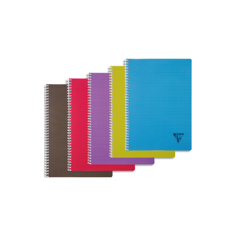 CLAIREFONTAINE Cahier Linicolor spirale PP 100 pages 5x5 format 21x29,7cm. Coloris assortis Intensive
