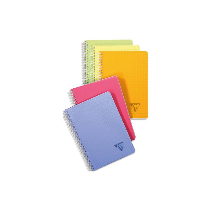 CLAIREFONTAINE Cahier Linicolor spirale PP 180 pages 5x5 format 14,8x21cm. Coloris assortis Fresh