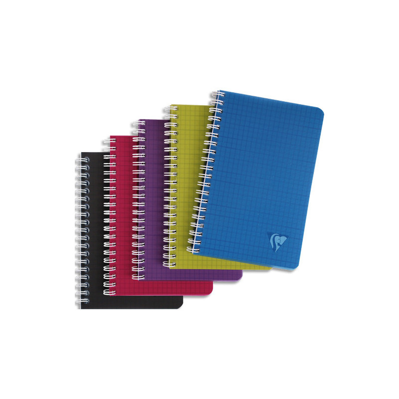 CLAIREFONTAINE Carnet spirale LINICOLOR polypropylène 100 pages 11x17cm 5x5. Coloris assortis Intensive