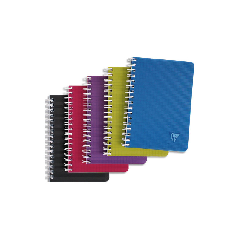 CLAIREFONTAINE Carnet spirale LINICOLOR polypropylène 100 pages 9x14cm 5x5. Coloris assortis Intensive