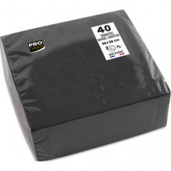 PRONTO Paquet de 40 serviettes micro-gaufrées ouate 2 plis - 38x38 cm - Noir