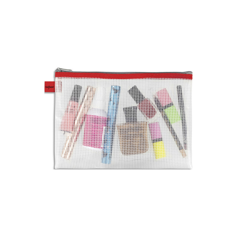 SNOPAKE Pochette A5 fourre-tout renforcée &#39;&#39;Eva Mesh&#39;&#39; zip métal 3 coloris : jaune, bleu, rouge