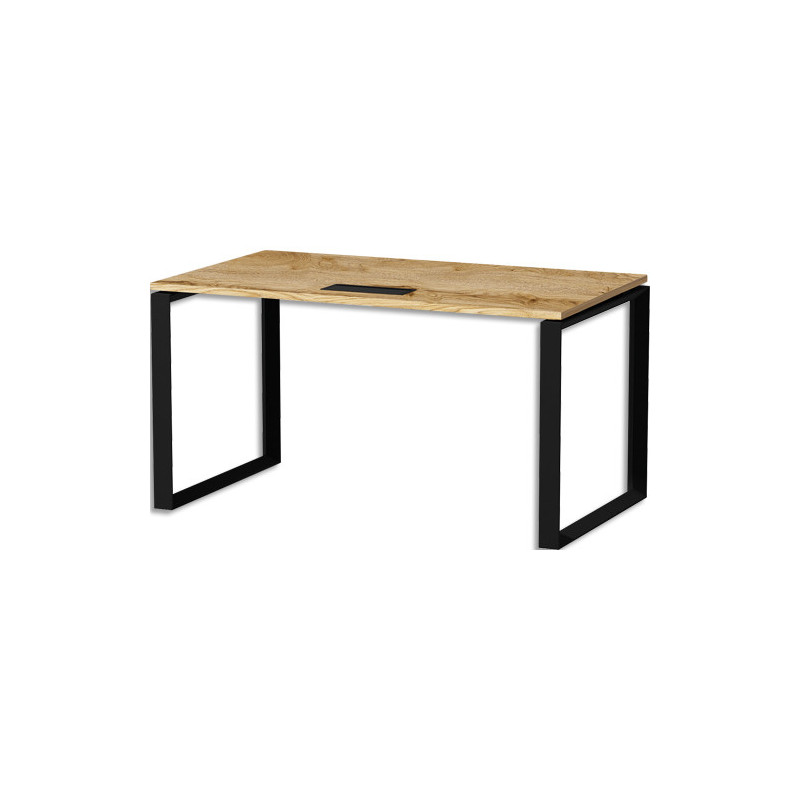 MT INTERNATIONAL Bureau droit l120xp67 plateau Chêne brut et pieds o noir
