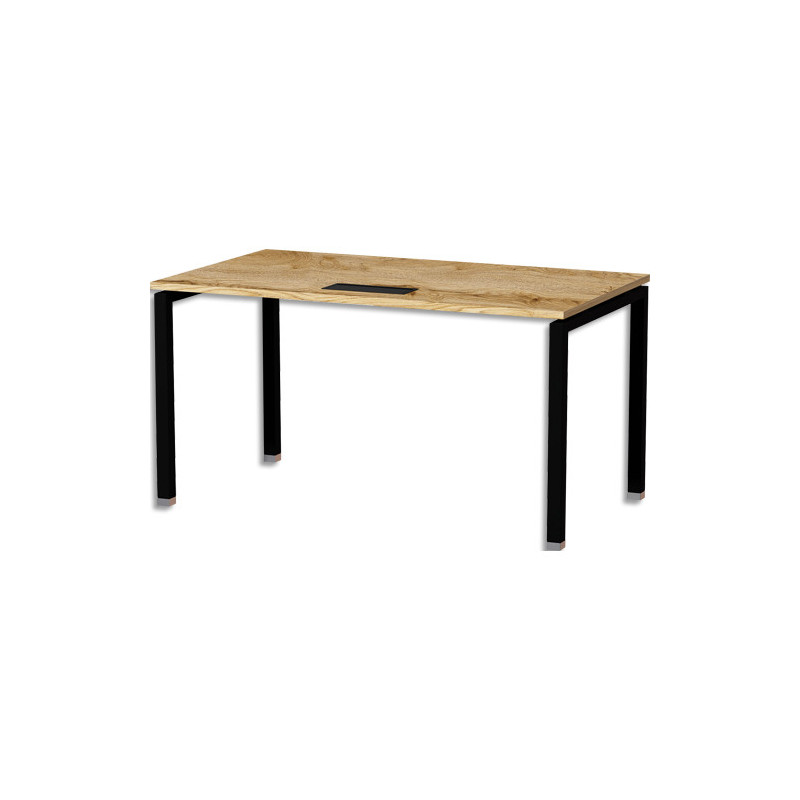 MT INTERNATIONAL Bureau droit l120xp67 plateau Chêne brut et pieds u noir