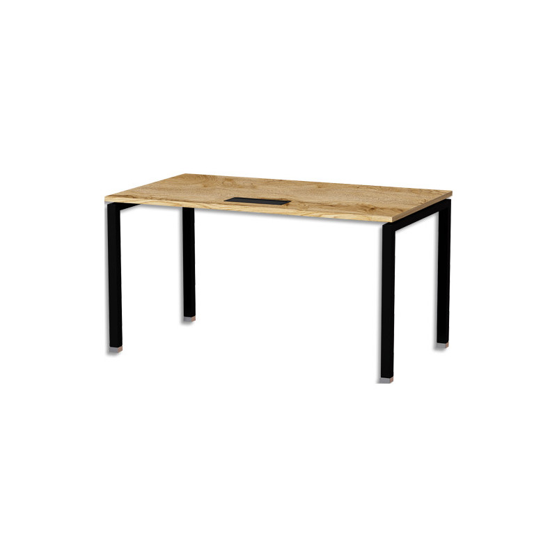 MT INTERNATIONAL Bureau droit l120xp80 plateau Chêne brut et pieds u noir