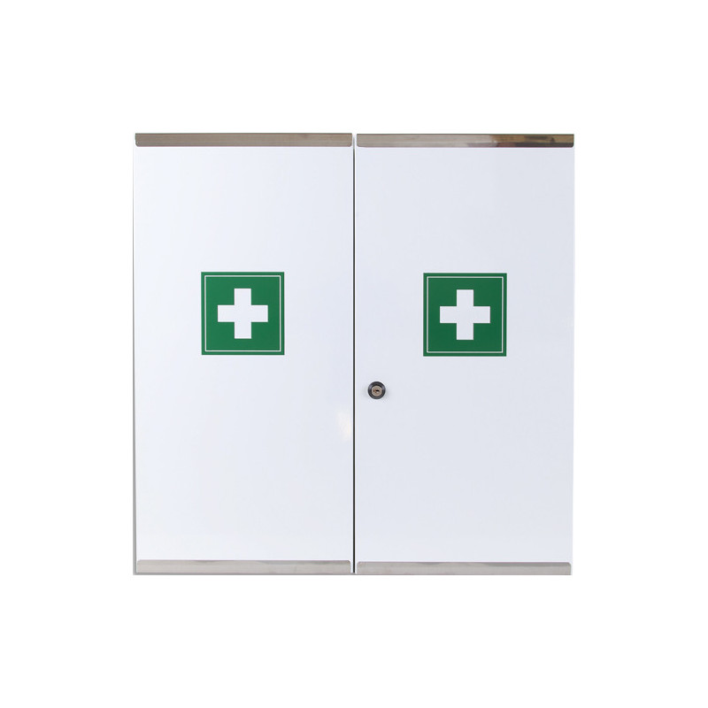LABORATOIRES ESCULAPE Armoire à Pharmacie 2 portes double en metal, serrure à clé 53 x 53 x 20 cm