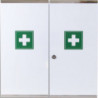 LABORATOIRES ESCULAPE Armoire à Pharmacie 2 portes double en metal, serrure à clé 53 x 53 x 20 cm