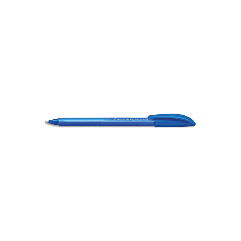 STAEDTLER Stylo bille 4320. Corps triangulaire et capuchon. Pointe moyenne 1 mm. Coloris bleu