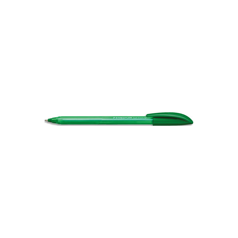 STAEDTLER Stylo bille 4320. Corps triangulaire et capuchon. Pointe moyenne 1 mm. Coloris vert