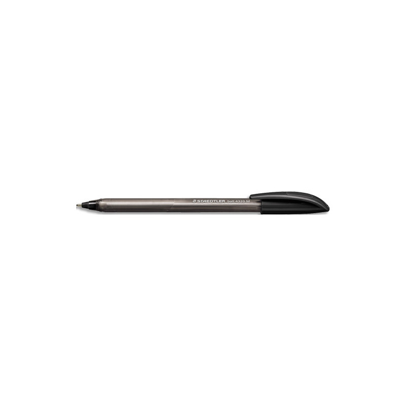 STAEDTLER Stylo bille 4320. Corps triangulaire et capuchon. Pointe moyenne 1 mm. Coloris noir