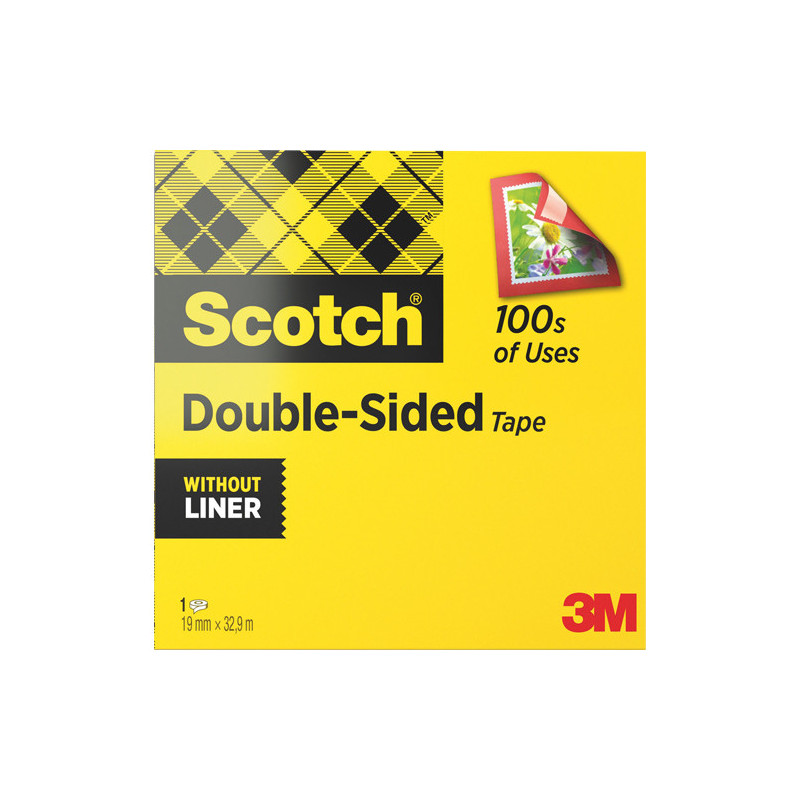 SCOTCH Boîte individuelle de ruban adhésif double-face. Ruban de 19mm x 33mm