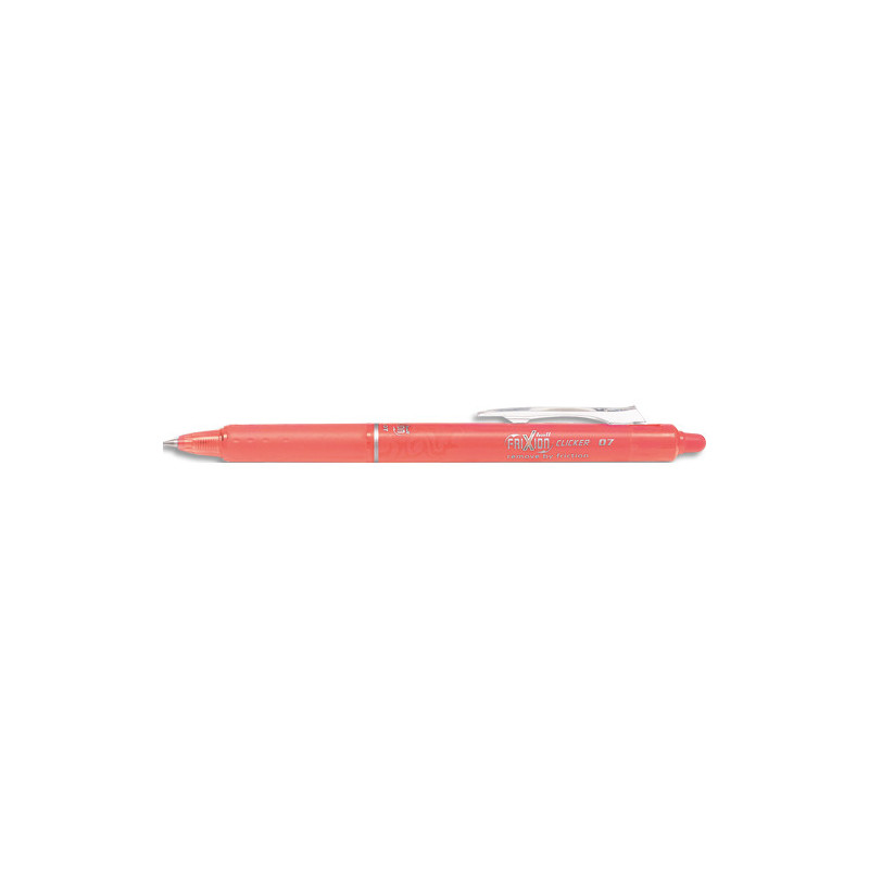 PILOT Stylo rétractable et rechargeable FRIXION CLICKER 0,7mm. Encre effaçable+gomme intégrée.Rose