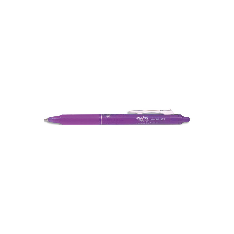 PILOT Stylo rétractable et rechargeable FRIXION CLICKER 0,7mm. Encre effaçable+gomme intégrée. Mauv