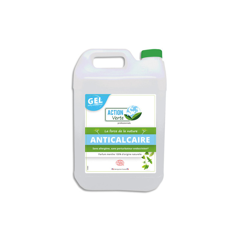 ACTION VERTE Anti-calcaire 5L 100% Naturel Elimine le calcaire, rend les surfaces brillantes.
