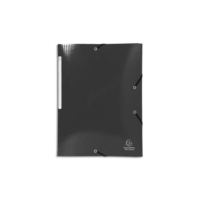 EXACOMPTA Chemise 3 rabats à élastiques Iderama en carte pelliculée 5/10, 425g. Coloris Noir
