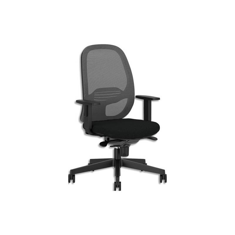 NOWY Fauteuil N synchrone FST assise tapissée tissu dossier résille acotoirs 1D inclus glissière d&#39;ass