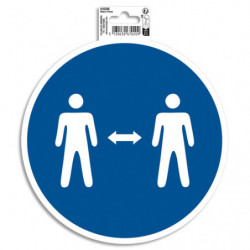 EXACOMPTA Panneau PVC adhésif antidérapant Gardez vos distances 20 cm 67020E