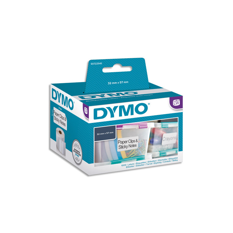 DYMO Rouleau de 1000 étiquettes multi-usages adhésif décollable 57x32mm S0722540