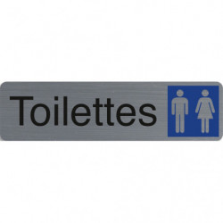 EXACOMPTA Plaque adhésive imitation aluminium Toilettes dame &#47; homme 16,5X4,4 cm 67151E