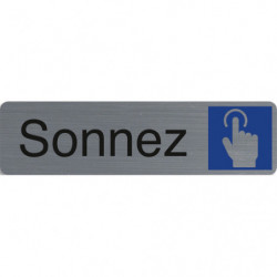 EXACOMPTA Plaque adhésive imitation aluminium Sonnez 16,5X4,4 cm 67162E