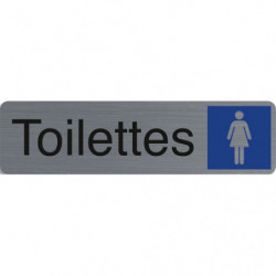 EXACOMPTA Plaque adhésive imitation aluminium Toilettes dame 16,5X4,4 cm 67163E