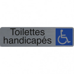 EXACOMPTA Plaque adhésive imitation aluminium Toilettes handicapés 16,5X4,4 cm 67164E