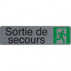 EXACOMPTA Plaque adhésive imitation aluminium Sortie de secours 16,5X4,4 cm 67172E