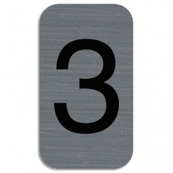 EXACOMPTA Plaque adhésive imitation Aluminium Chiffre 3 2,5x4,4 cm 67183E