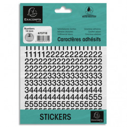 EXACOMPTA Pochette de chiffres adhésifs noirs 0-9 10 mm 67371E