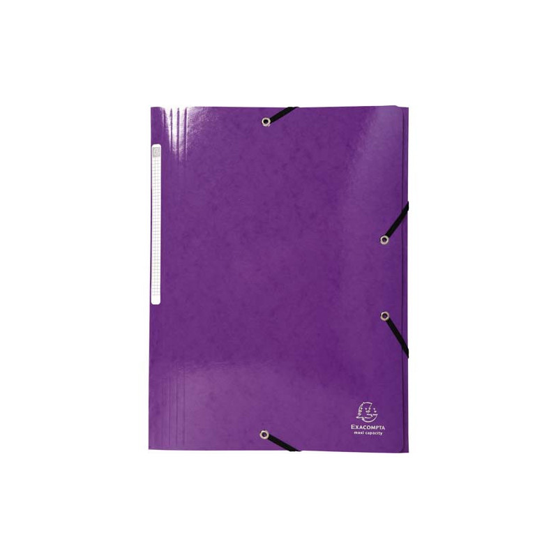 EXACOMPTA Chemise 3 rabats à élastiques Iderama en carte pelliculée 5/10, 425g. Coloris Violet