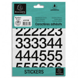 EXACOMPTA Pochette de chiffres adhésifs noirs 0-9 30 mm 67372E