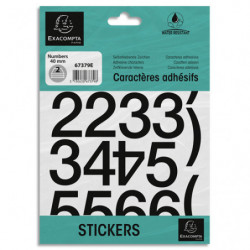 EXACOMPTA Pochette de chiffres adhésifs noirs 0-9 40 mm 67379E