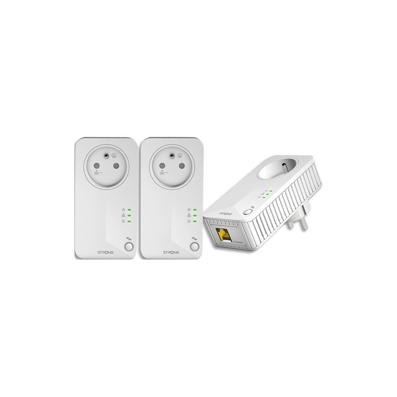 STRONG 3 Prises CPL 600 Mbps Port Ethernet Compat boxs Internet Idéal Multi TV Streaming HD
