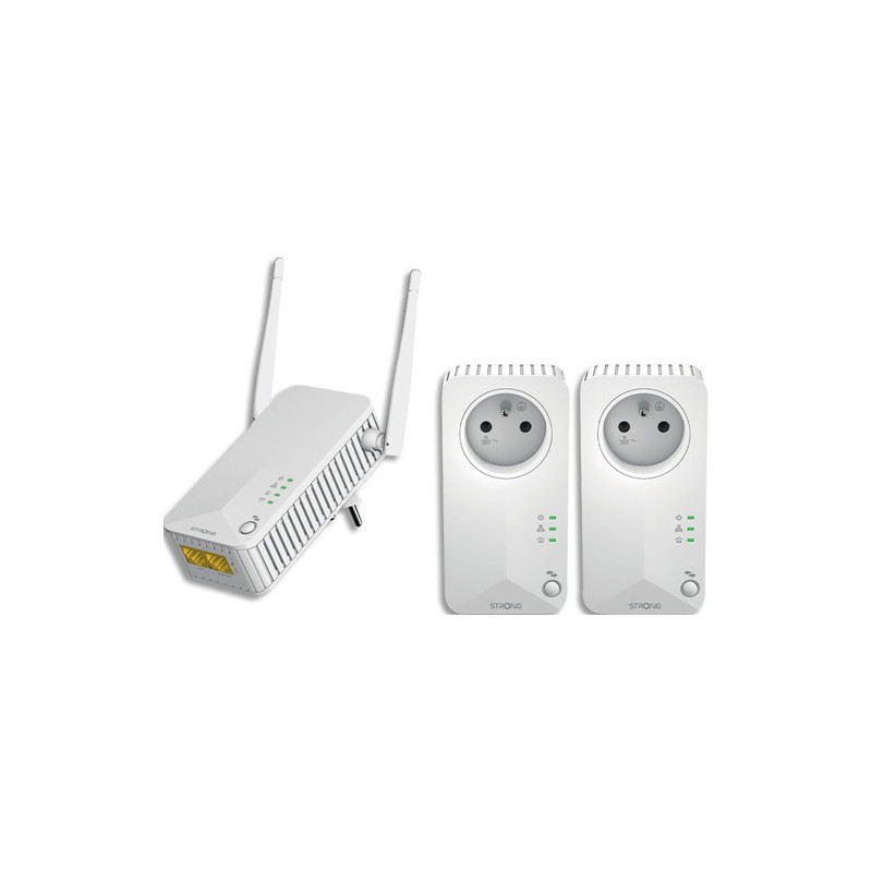 STRONG Boitiers cpl600 wifi pack de 3 incluant 2 adaptateurs CPL 600 + 1 adaptateur CPL Wi-Fi 600