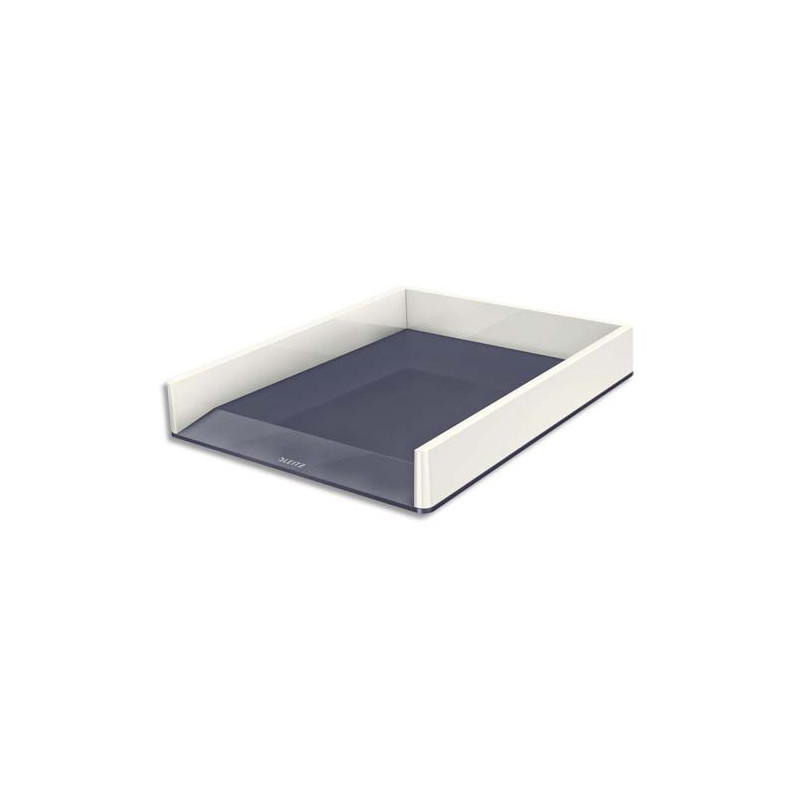 LEITZ Corbeille à courrier Dual Blanc Gris métallisé - Dimensions : L26,7 x H4,9 x P33,6 cm