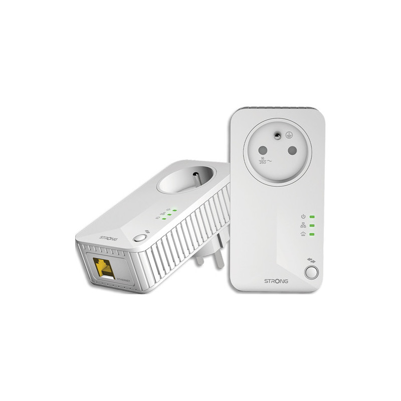 STRONG Pack 2 Prises CPL 600 Mbps, Prise filtrée Port Ethernet, Compat boxs Internet, Idéal Multi TV