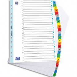 OXFORD Intercalaire alphabétique, carte Blanche 170g, 26 positions renforcées mylar, format A4. Assortis