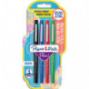 PAPERMATE Blister de 4 feutres écriture Flair Original. Encres standard : noir, bleu, rouge et vert