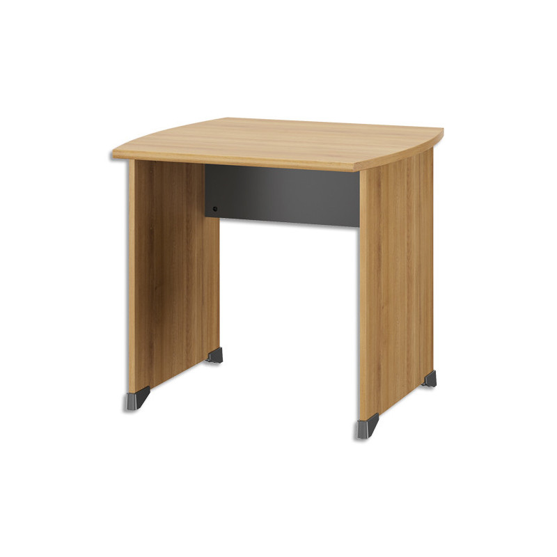 GAUTIER OFFICE Table bureau pied métal avec voile de fond Jazz Chêne de bocage - Dim L160 x H74 x P80 cm