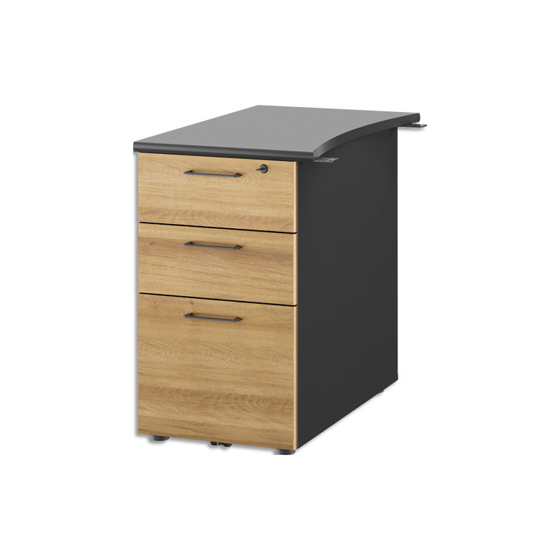 GAUTIER OFFICE Caisson bout de bureau P80 2 tiroirs rangement et 1 tiroir pour dossiers suspendus