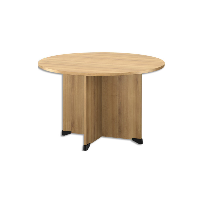 GAUTIER OFFICE Table de réunion ronde Jazz Chêne de bocage - Diamètre 120 cm, Hauteur 74 cm
