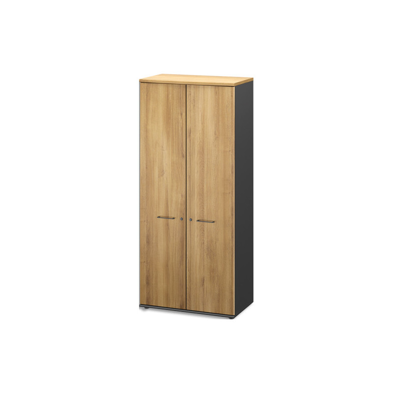 GAUTIER OFFICE Armoire 2 portes pleines Jazz Chêne de bocage - Dimensions : L80 x H183 x P48 cm