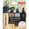 STABILO Etui carton 4 Surligneurs Boss Original Nature. Beige rosé, gris taupe, vert eucalyptus, noir