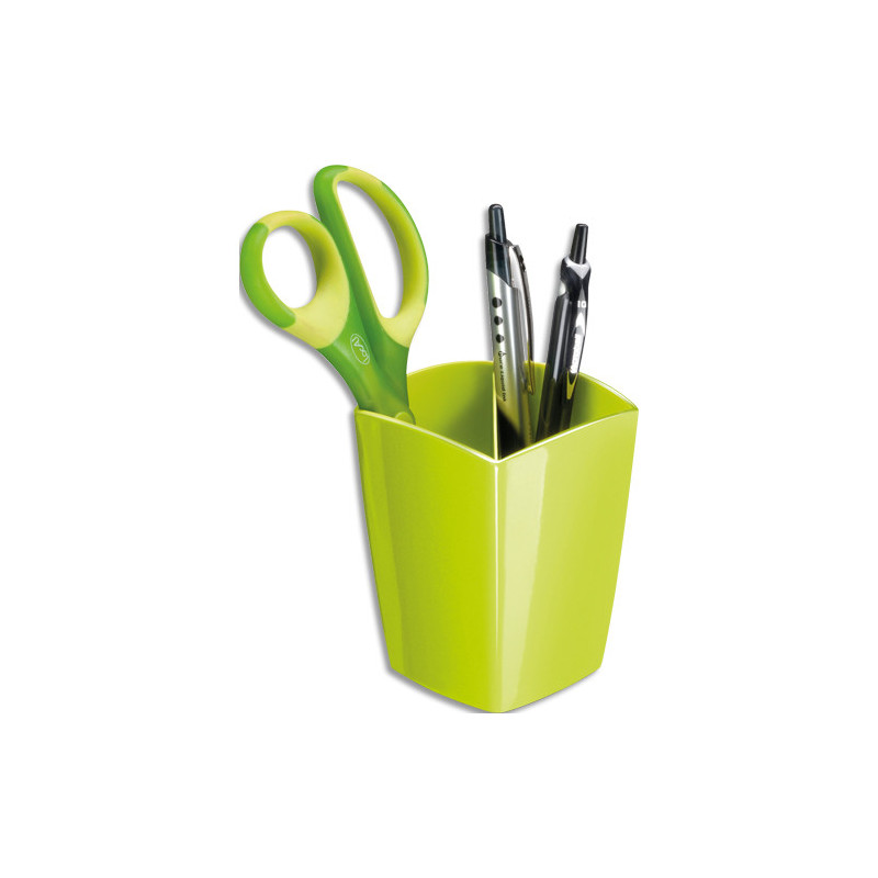 CEP Pot à crayons GLOSS en polystyrène, 2 compartiments. Dimensions (lxhxp): 7,4x9,5x7,4 cm. Vert anis