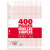 Sachet de 400 pages copies simples grand format A4 grands carreaux Seyès 70g perforées