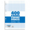 Sachet de 400 pages copies doubles grand format A4 grands carreaux Seyès 70g perforées