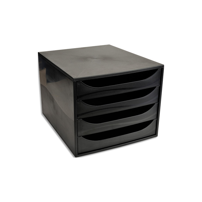 Module de classement ECO Ecoblack, 4 tiroirs. Dim. (l x h x p) : 28,4 x 23,4 x 34,8 cm. Coloris Noir