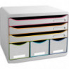 EXACOMPTA Module Store-box 6 tiroirs en PS. Dimensions (l x h x p): 35,5 x 27,1 x 27 cm. Blanc&#47;Arlequin