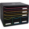 EXACOMPTA Module Store-box 6 tiroirs en PS. Dimensions (l x h x p): 35,5 x 27,1 x 27 cm. Noir&#47;Arlequin